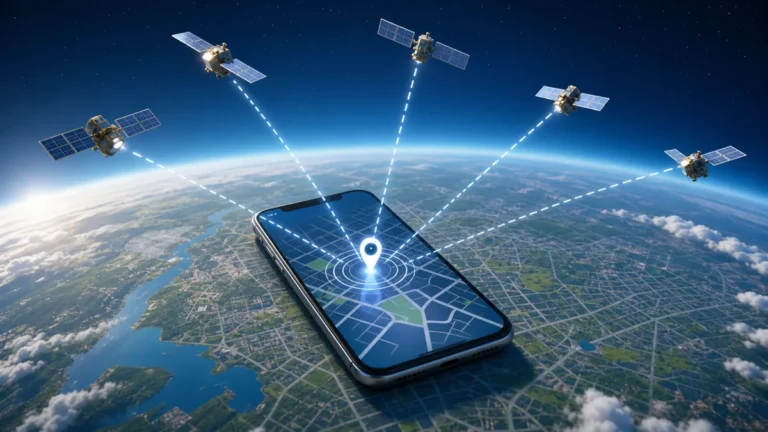 Смартфон отримує сигнали супутників GPS