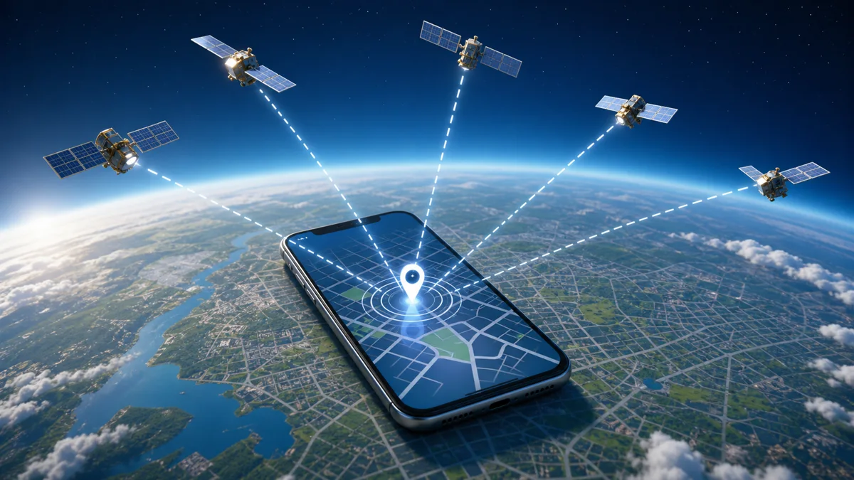 Смартфон отримує сигнали супутників GPS